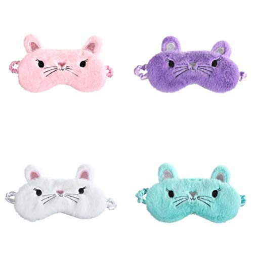 Linda máscara tapa-olhos FENICAL com design de gato macio para dormir (rosa)