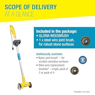 GLORIA Spazzola Elettrica per Fughe WeedBrush a cavo | Estirpatore Erbacce e Pulisci Fughe per Pavimenti Esterni, Terrazzi e Vialetti | Contro Erba e Muschio | Inclusa Spazzola in Filo d'Acciaio