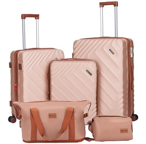 Rosamo 5 piece Luggage Set Expandable Suitcase 22x14x9 Airline Approved