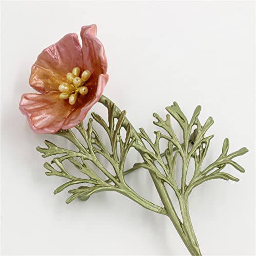 Joyluckycat Fashion Retro Female Brooch Enamel Glaze Poppy Flower Brooch Pearl Brooch #TOP4