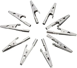 Metal Alligator Clips, Spring Crocodile Clamps Silver Tone for Laboratory Electric Testing Work, Sprung jaw opening for firm hold