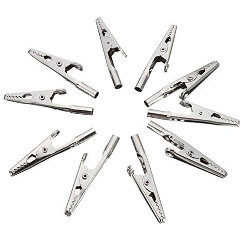 Chironal 10Pcs/Lot 51mm Length Crocodile Clips Stainless Steel Screw Probe Fixing Test Alligator Clips Crocodile Clamps