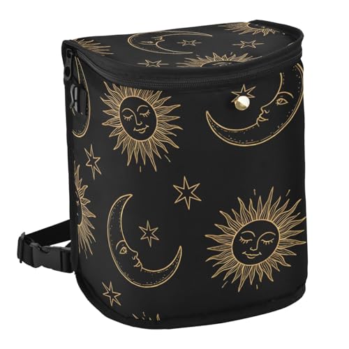 Image of Bolaz Spill-Proof Car Trash Can | Leakproof Lining | Seat Hanging Auto Garbage Bag with Zipper Lid Bohemian Sun Moon Car Organizer Storage Bag(6cr7u)