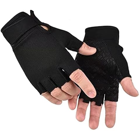 SUJAYU Fingerless Gloves Bicycle Gloves, Tactical Gloves Airsoft Gloves Training Gloves Fishing Gloves, Biking Gloves Men & Women (Black, X-Large) Cover