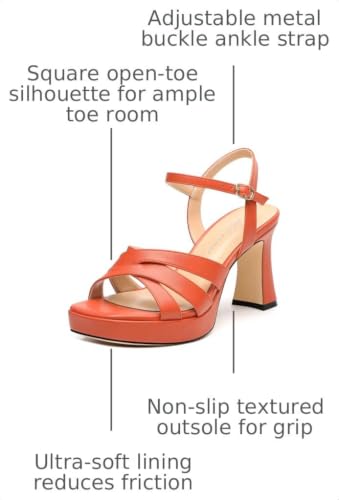 Image of Women Square Toe Platform Block Heel Sandals 3.3''