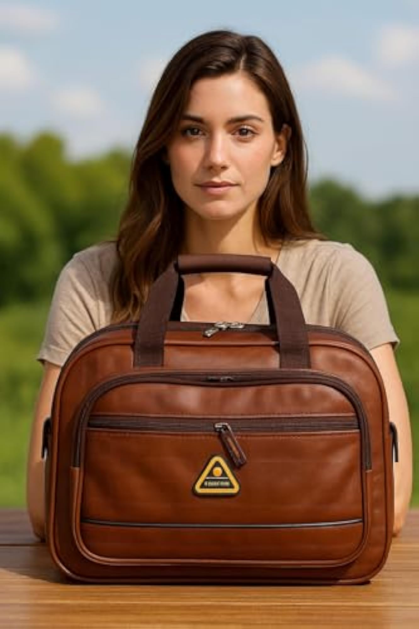 Mophonics PU Leather Waterproof Travel Bag, Brown