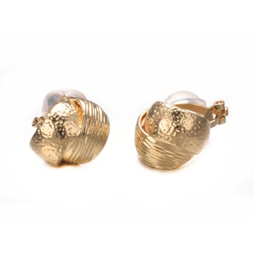 Image of Yoursfs Gold Textured Knot Clip On Earrings for Women Non Pierced Earring 18K Gold Plated Double Half Hoop Earrings Trendy Jewelry