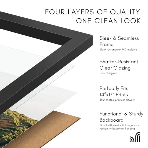 Image of Americanflat 14x17 Picture Frame - Slim Molding - Black (Pack of 6)