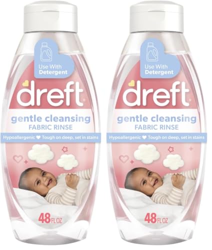 Dreft Baby Gentle Cleansing Fabric Rinse,48 fl oz,Dermatologist Tested on Sensitive Skin,Odor Remover,(Pack of 2)