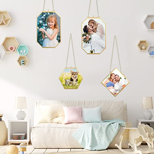 6 Packs Glass Frames For Pressed Flowers Double Glass Golden Hanging Picture Frames With Chain 3 Sizes Diy Frame Floating Photo Hanging Frame Artwork Display Frame For Wall Gallery Art Decor #TOP5