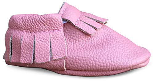 Lucky Love Baby Moccasins, Genuine Leather Pink Size 2 M US Infant