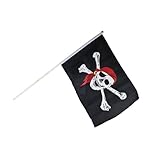 piratenfahnen zum ausdrucken Farbe: schwarz mit weissen Totenkopf und rotem Kopftuch