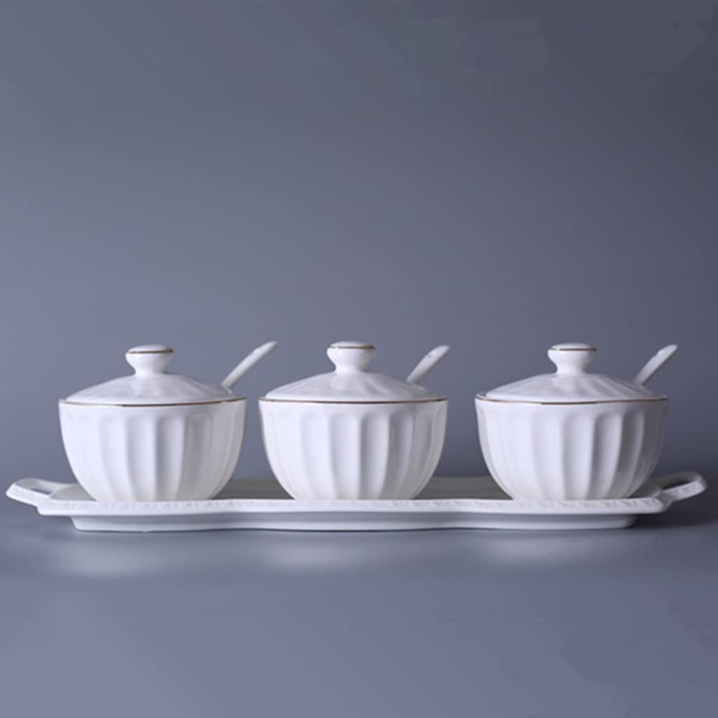 Butelka na przyprawy, ceramiczny słoik na przyprawy, Szklane słoiki na przyprawy, słoik z zestawem porcelanowych talerzy Proste pudełko na przyprawy Kreatywne ceramiczne słoiki na przyprawy Słoik na p