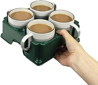 muggi Travel Mug Holder - Non Spill 4 Cup Holder / Hot Drinks Tray / Coffee & Tea Cup Holder / Take Out Cup Carriers - Eco Recycled Plastic Drinks Holder & Mobility Aid Drinks Carrier, Ocean Green