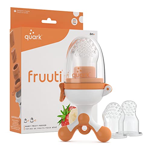 Fruuti Baby Fruit Feeder by Quark – Frozen Teether & Baby Food Feeder Pacifier – Perfect for Self Feeding, with Extra Silicone Tips – Secure Latch & Clip Ring – BPA, BPS, PVC, Phthalates Free
