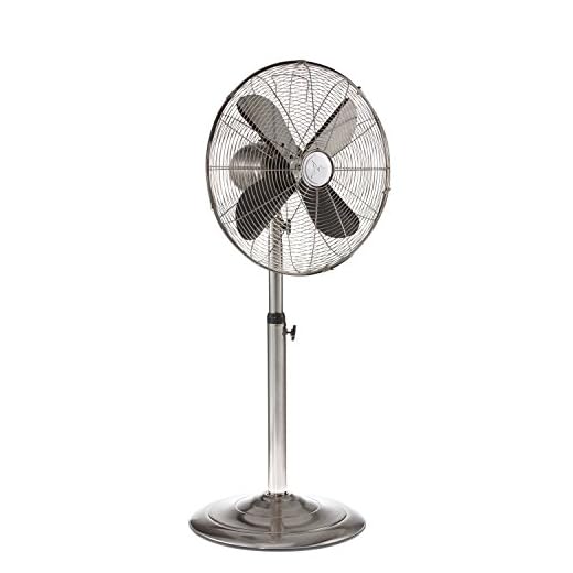 Oscillating Standing Floor Fan - Whisper Quiet Cooling Pedestal Fan, Adjustable 37-49 Inches Height, Large 16” Indoor Pedestal Fan for Your Bedroom, Office, Shop, House (Black Pearl) (Silver)