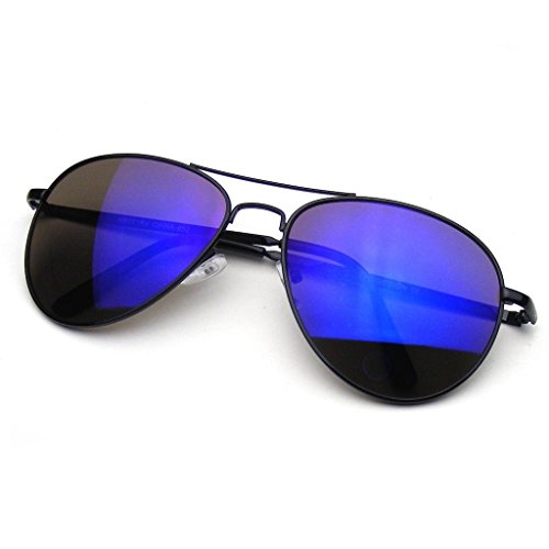 Preisvergleich Produktbild Emblem Eyewear Flash Spiegel Gespiegelt Objektiv Premium Metallrahmen Pilotenbrille (Schwarz)