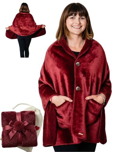 EzrAllora Premium Double Layer Wearable Blanket for Women - Easy On Easy Off No Sleeves - Drape and...