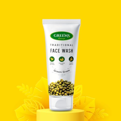 Image of Green's Concept Traditional Green Gram Exfoliating Face Wash, 120ml | Natural Moong Dal Face Wash for Brightening & Tan Removal | Herbal Cleanser for Dead Skin & Blackheads