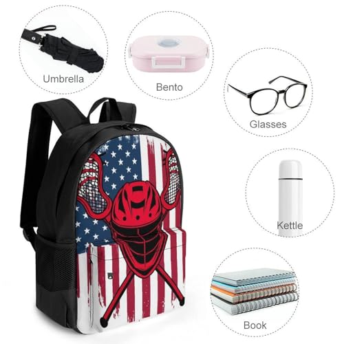 Lacrosse American Flag Travel Laptop Backpack Business Anti Theft College Computer Bag Gift for Men & Women4