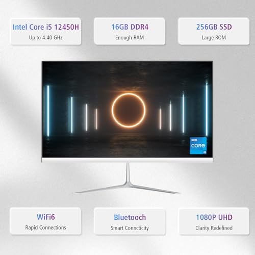 Elepad All-in-One, Intel Core i5-12450H, 16GB LPDDR4 RAM, 256GB SSD, 23.8" Curved Display FHD IPS, 1920 * 1080, Wi-Fi 6, 2W Integrated Audio, Windows 11, Non-Touch, White - Image 2