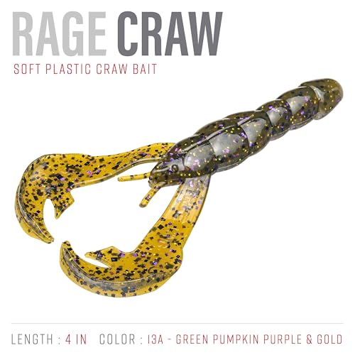 Strike King Rage Craw Fishing Lure, Green Pumpkin Purple and Gold, 4-Inches - image 2