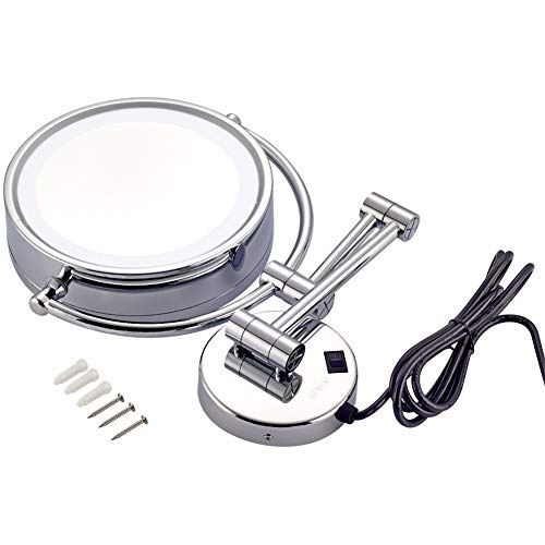 Miroir extensible éclairé à montage mural LED avec interrupteur et prise intégrée - 5
