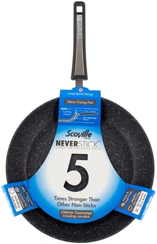 Scoville Sky Neverstick 28cm Frying Pan - Non-Stick Coated, Speckled Inner Design, Gloss Exterior, Easy to Clean, Induction Suitable, Grey/Black