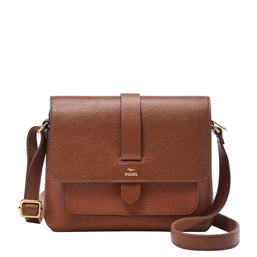 Fossil Women's Kinley Leather Small Crossbody Purse Handbag, Brown (Model: ZB7878200)