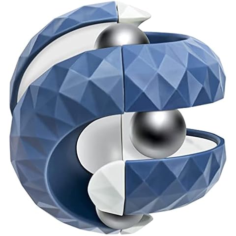 LUXTE Rotating Cube Bead Orbit Ball Maze Ball - Hand Spinner Sensory Toys Anxiety Relief Fingertip Gyro Educational Puzzle Games for Interactive Christmas Toys Gifts for Kids and Adults (Blue) Cover