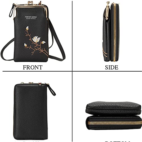 INOVERA-PU-Womens-Mobile-Cell-Phone-Cash-Card-Holder-Cross-Body-Sling-Bag-Girls-Small-Hand-Wallet-Black