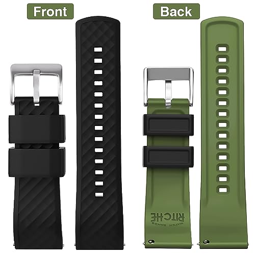 Image of Ritche Christmas Gift Silicone Watch Bands 18mm 20mm 22mm 24mm Quick Release Rubber Watch Bands for Men, White Elephant Gifts, Stocking Stuffers For Men