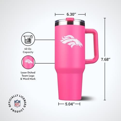 Image of The Memory Company Officially Licensed NFL - Denver Broncos 40oz Pink Game Day Tumbler with Team Logo