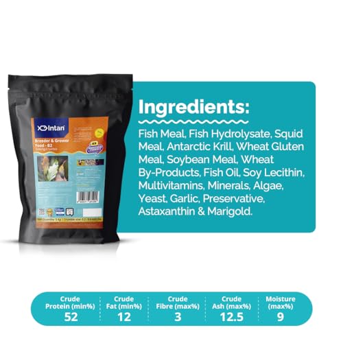 Image of Intan Breeder & Grower Food - B2 (0.2-0.4mm Slow Sinking Crumble) | 5Kg - Highly Nutritious Ornamental Fish Food for A Range of Feed from Fry to Grow Out Stage for Viviparous & Oviparous Fish