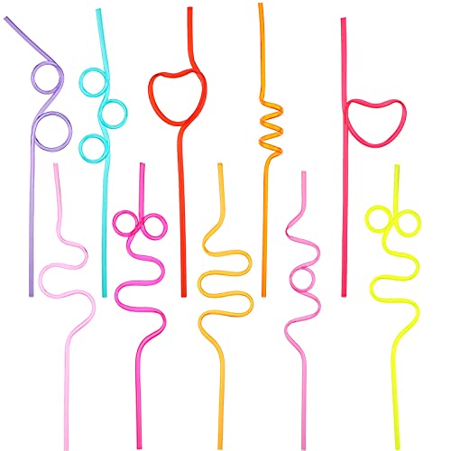 100 Pieces Crazy Silly Straws for Kids Reusable Fun Varied Twists Loop Straws Plastic Crazy Drinking Straws for Birthday Party Carnival Supplies (Colorful)