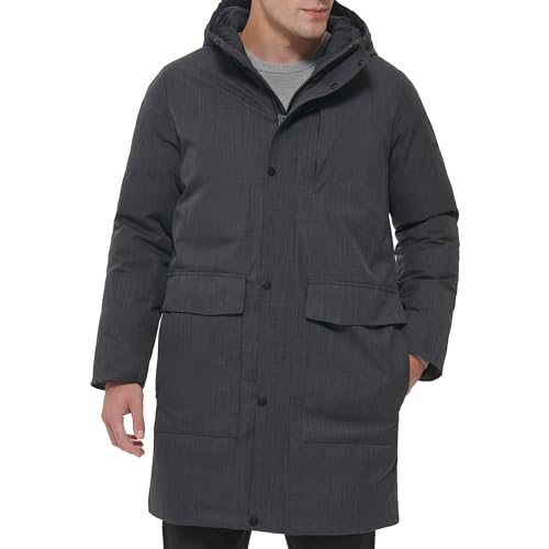 Image of DKNY Men's Water Resistant Hooded Logo Parka Jacket