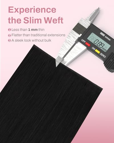 Image of Moresoo Clip in Hair Extensions Human Hair, Seamless Genius Weft, 22inch | Clip in hair extensions, natural black, 130g 7pcs, for weddings and events, long natural blend for soft romantic styling