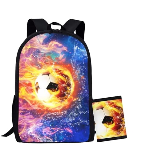 COEQINE 3D Soccer Sporty Backpack Purse for Men Little Kids Wallets For Teen Boys Wallets Ages 15-18 Trifold Wallet With Coin Pocket for Women Men,Blue