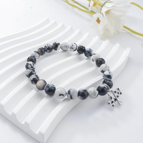 PARTNER Car Racer Gift Racing Flags Bracelet Checkered Flag Race Day Gift for Racing Fans3