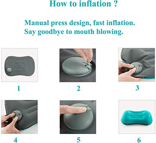 Ultralight opblaasbaar reis/campingkussen, handmatige druk, comprimeerbaar, compact, opblaasbaar, comfortabel… - Image 5