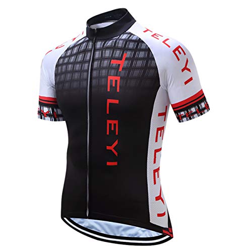 Men's Cycling Jersey Summer Cycling Shirt Short Sleeve Bicycle Clothing Breathable Full Zipper Bicycle Jacket with 3 Pockets