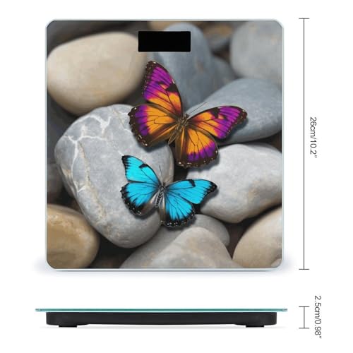 Báscula Digital de Baño Colorida con Diseño Piedra y Mariposa miniatura 2