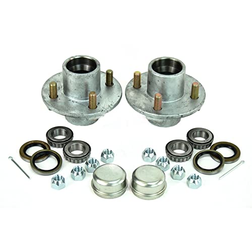 Sturdy Built (2)- Boat or Utility Trailer Hot Dipped Galvanized 4 Lug Hub 1 Inch x 1 Inch Kit