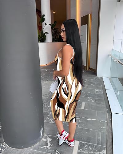 Image of Nimsruc Women Casual Sexy Tank Top Bodycon Dress Summer Pencil Sleeveless Basic Midi Club Dresses
