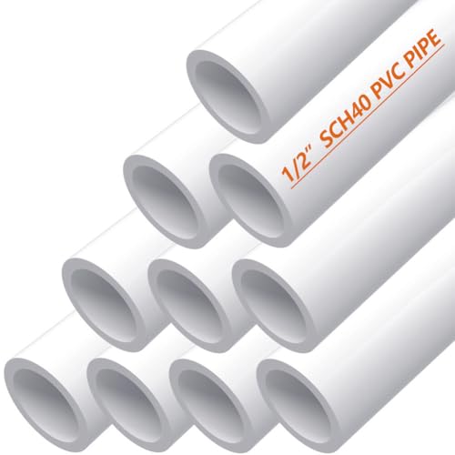 letsFix 1/2' PVC Pipe Furniture Grade, DIY PVC Projects for the Home, Garden, Greenhouse, Farm and Workshop, Sch. 40 White [40' x 10 Pack]