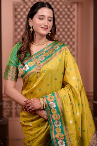 Image of SGF11 Women's Kanjivaram Pure Soft Silk Saree With Unstitched Blouse Piece