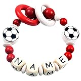 Elefantasie Premium Greifling mit Namen Holz Rassel Modell Fußball Fußball rot weiß