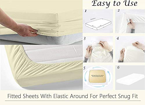 Rajlinen King-Size Egyptian Cotton Sheets - 600 Thread Count King Sheet Sets, Long Staple Cotton 4 Pc Sheets King Size, 15 Inch Deep Pocket King Bed Sheets, Cream Bedding Sheets King #TOP4