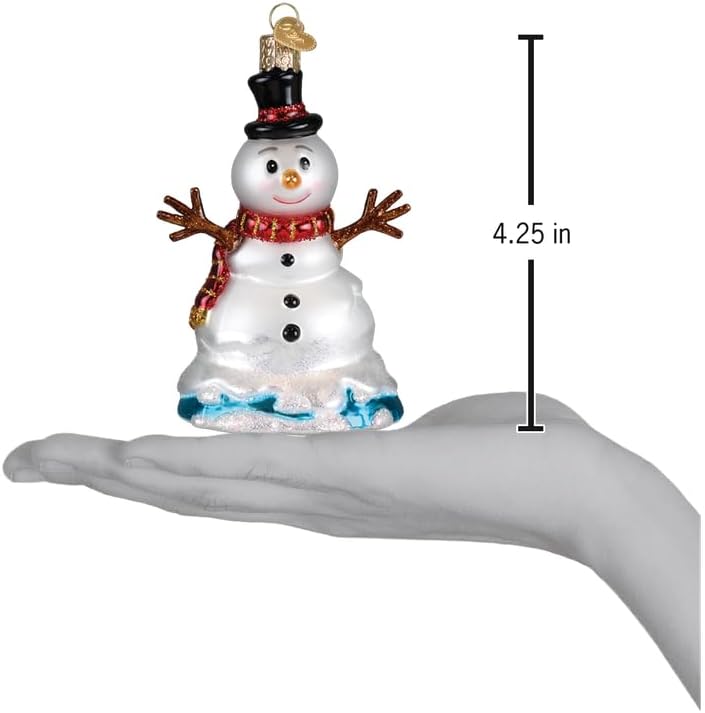 Old World Christmas Mr. Melting Snowman Glass Blown Ornament for Christmas Tree, Handcrafted Holiday Decoration, Snowman Collection