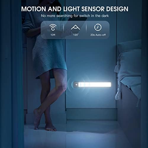 🏡🎄Under Cabinet Lighting – 2 Pack Rechargeable Motion Sensor Lights | 10" Wireless Magnetic LED Bars with 5-Level Dimming for Kitchen, Closet, Stairs & Indoor Spaces - Image 4